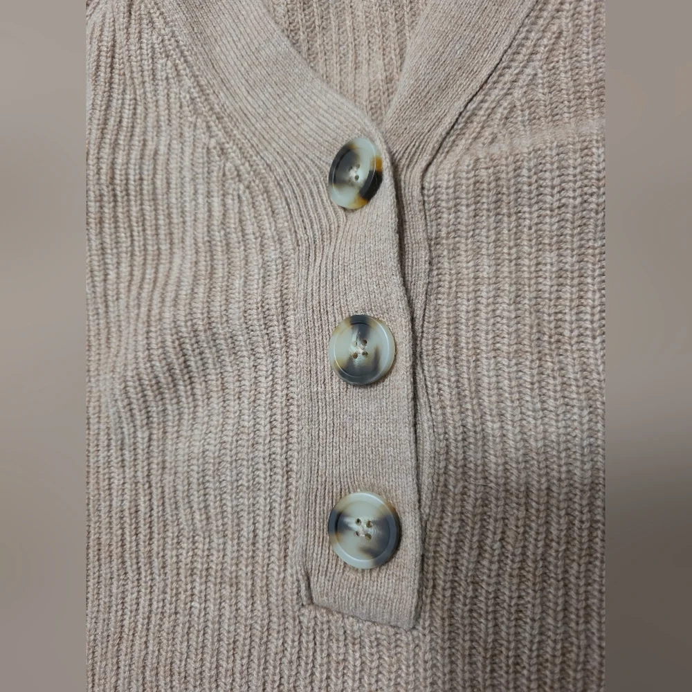 MADEWELL Granola Women's Merino Wool Knit Tan Sweater Boho Classy - Picture 4 of 12